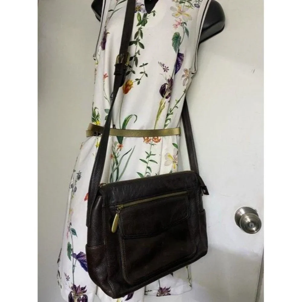 valerie stevens brown leather cross body bag - Picture 6 of 10